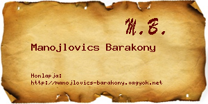 Manojlovics Barakony névjegykártya